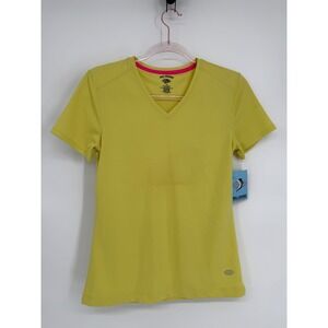 Reel Legends Womens Lime Yellow V-Neck Short Sleeve Performance T-Shirt Sz XS